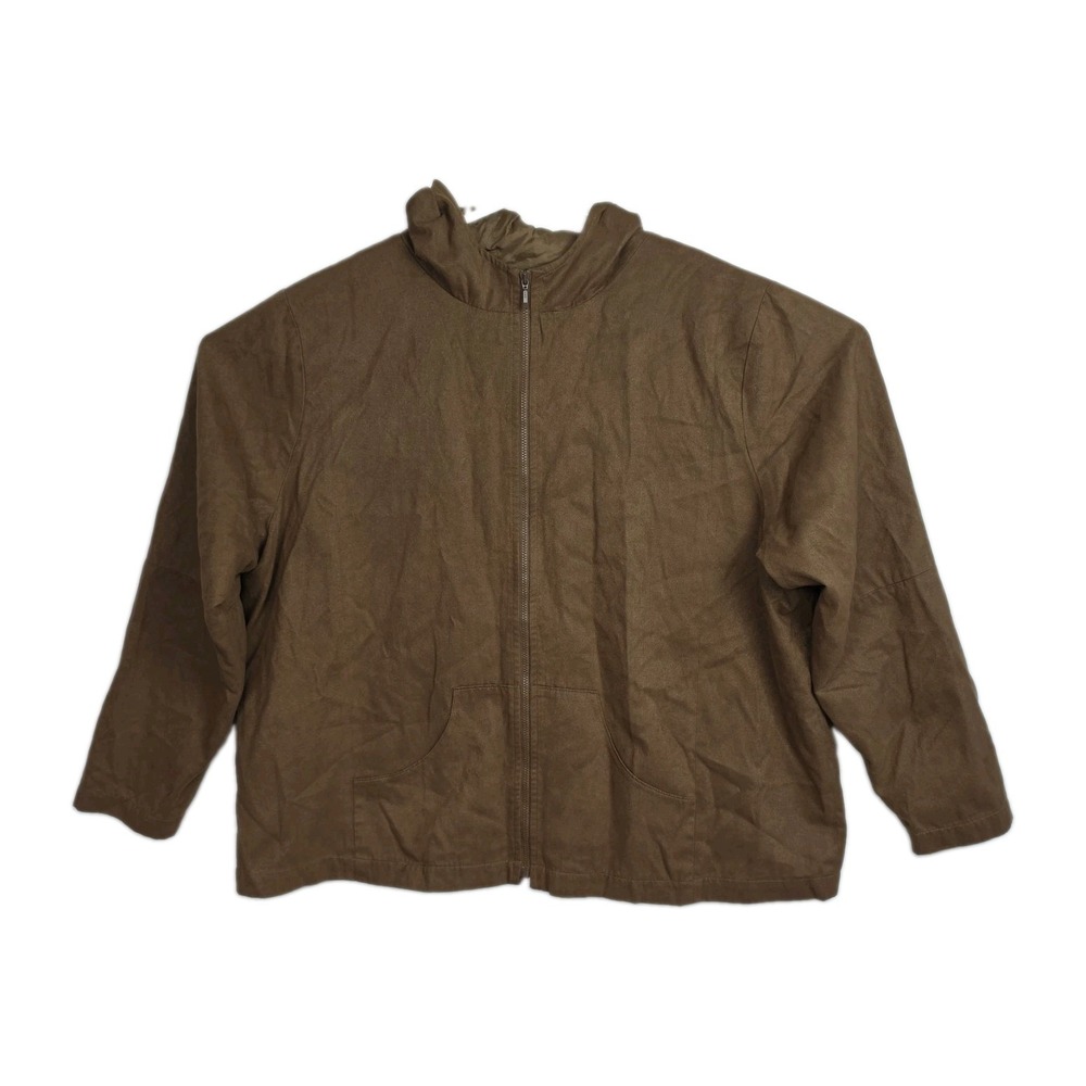 C.J. Banks Full-zip Jacket Women's 1X Brown Hooded Pockets Long Sleeves